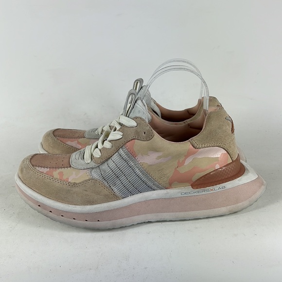 Deckers x Lab pink white waterproof athletic platform running shoes women’s 8 - Picture 5 of 9